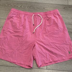 Polo Ralph Lauren Mens XLT Hot Pink Swim Trunks Shorts Green Pony‎ Big & Tall